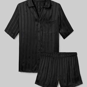 NWT- Tommy John Satin Jacquard Black Pajama Set